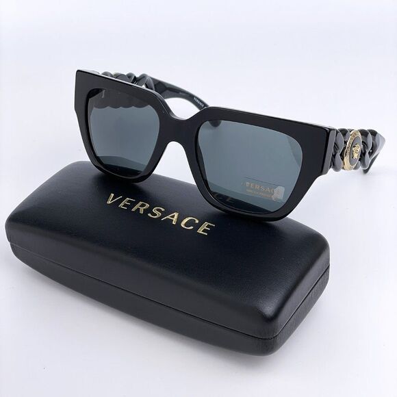NEW Versace VE4409 GB1/87 Black Gray Square Women Square Sunglasses - Picture 2 of 13